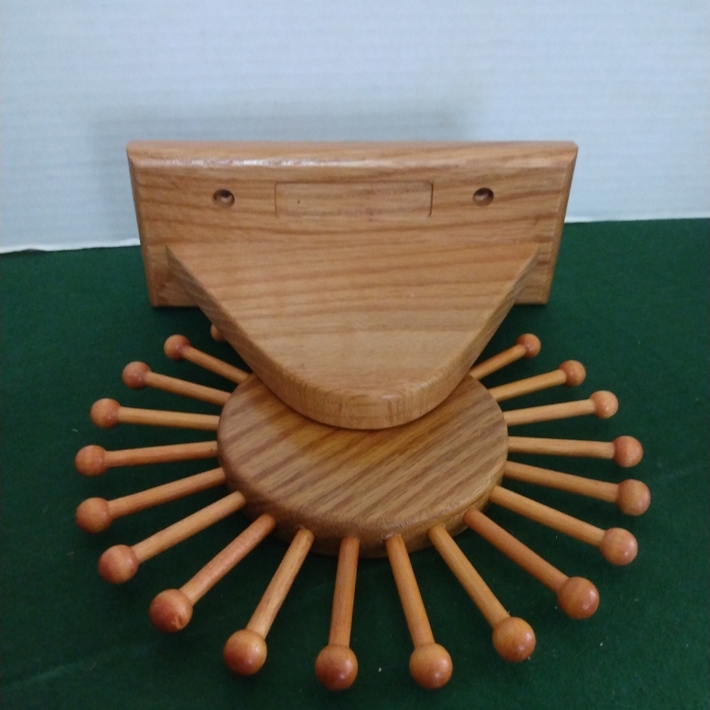 Solid Oak Revolving Tie Rack - Picture 2 of 9